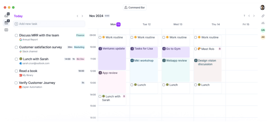 Akiflow dashboard