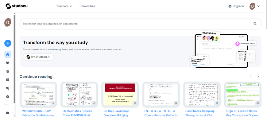 studocu dashboard 1