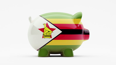 piggy bank painted with zimbabwe flag