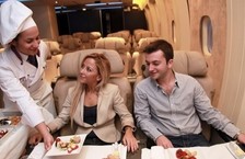 female inflight chef working