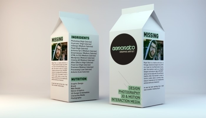 Milk carton 3D résumé idea