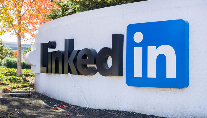 LinkedIn company sign outside the company’s Sunnydale office in Silicon Valley