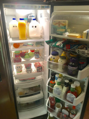 Googly eyes in fridge