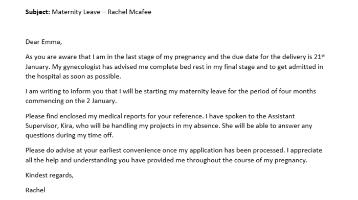 Maternity Leave Email Sample 
