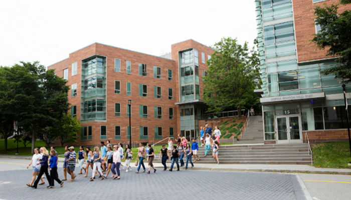 Exterior shot of Tufts University building
