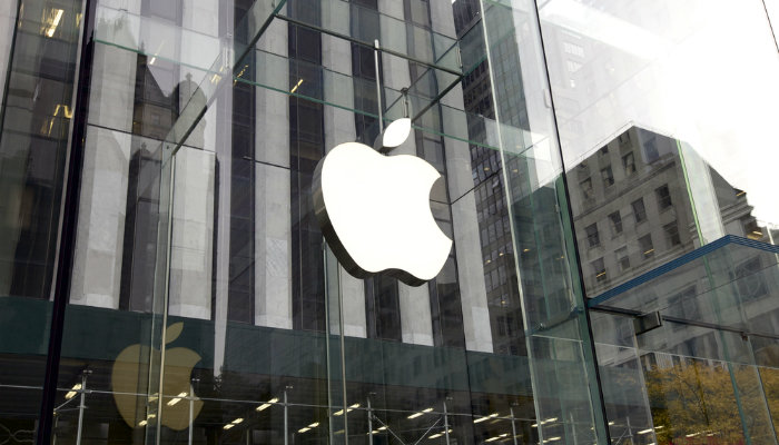 Shop exterior with Apple branding and logo