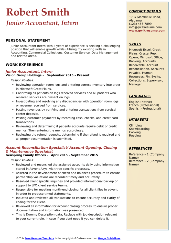 The Best Accountant Cv And Resume Examples