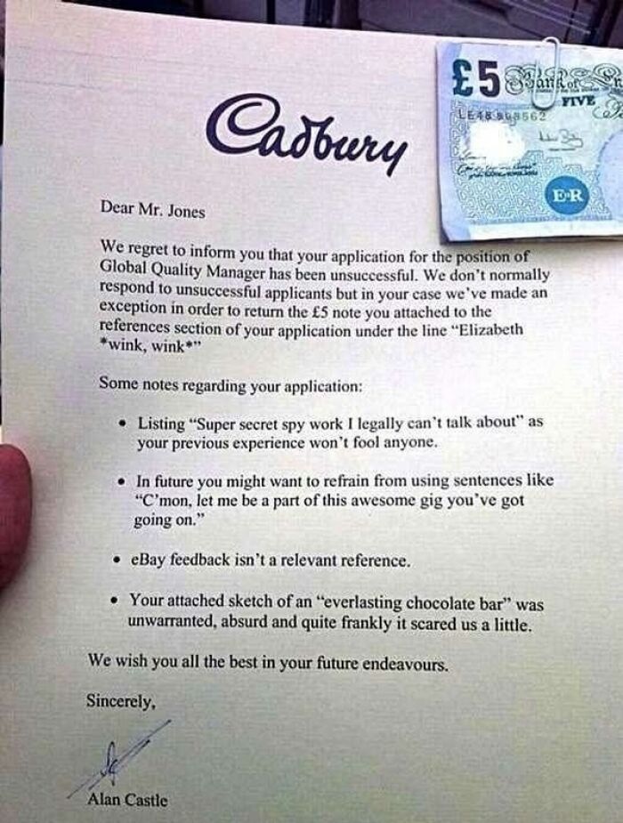 The Cadbury Rejection Letter: What You Can Learn from It