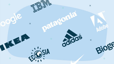Illustration of the company logos of Google, IBM, IKEA, Patagonia, Ecosia, Adidas, Adobe, Nike and Biogen