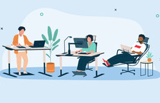people working while sitting on alternative office chairs