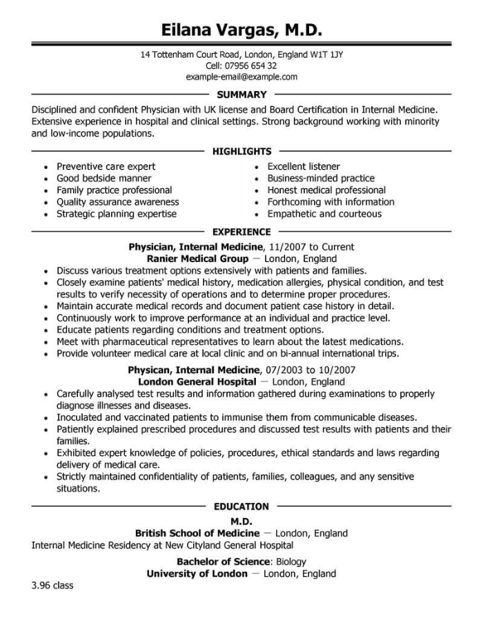 9 Medical Cv And Resume Examples To Inspire You