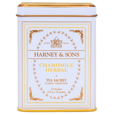 Harney Sons Chamomile Herbal Tea white tin box with gold lettering