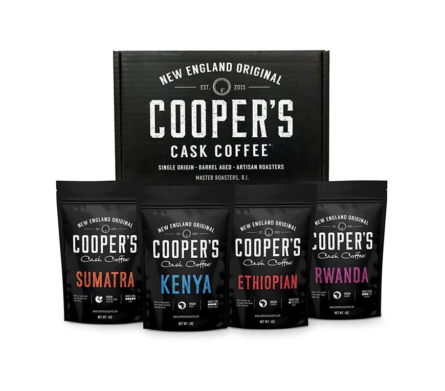 Gourmet coffee sampler gift box by Cooper’s Cask Coffee