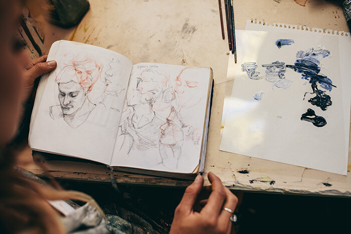 Concept artist working on a piece for an upcoming film project