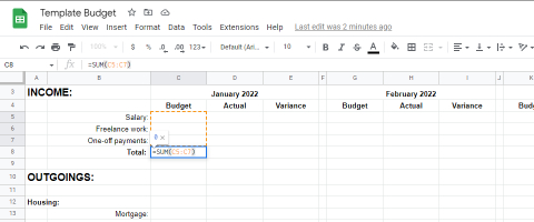 Google Sheets SUM Formula