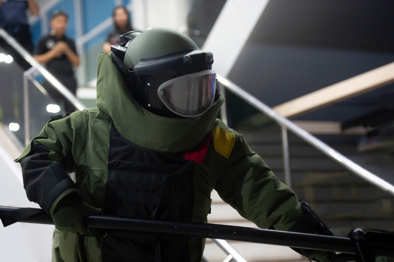 EOD expert wearing protective uniform