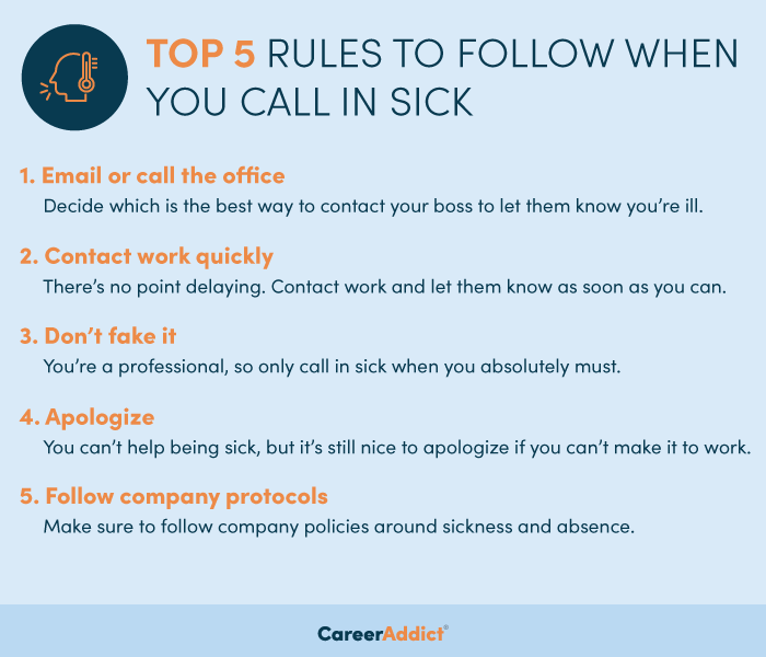 Las 5 reglas principales a seguir cuando se reporta enfermo para trabajar infografía