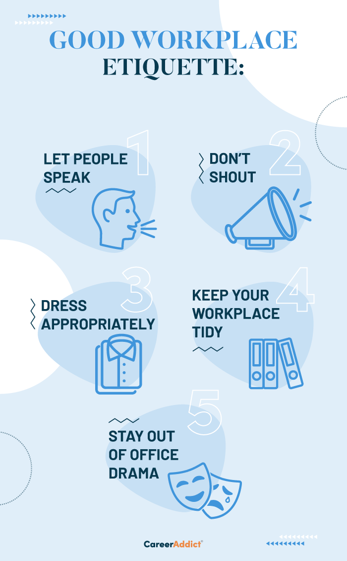 Top 5 tips for good work etiquette - infographic