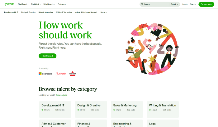 Upwork freelancing site for tutors and others