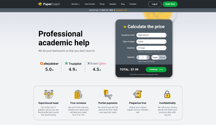 Papercoach academic help and tutoring website