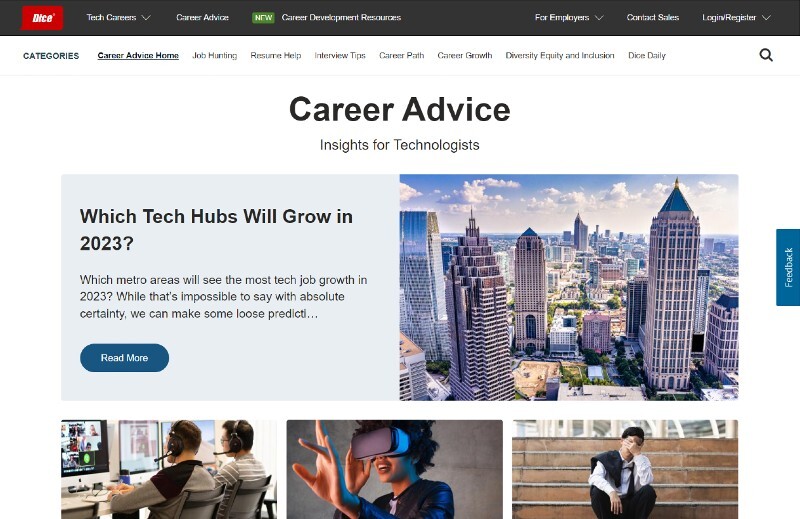 Dice career advice website