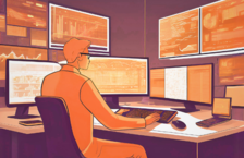 Cybersecurity Expert at work monitoring screens