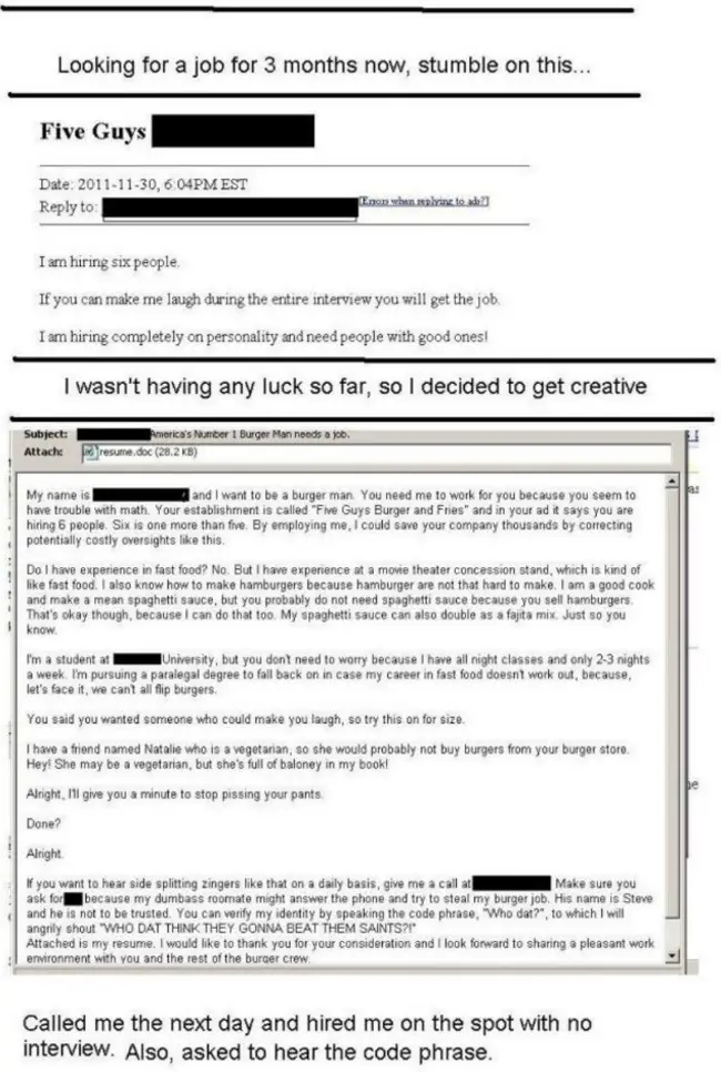 Funny Cover Letter