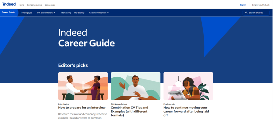 Indeed career guide page