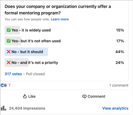 mentorship poll on linkedin